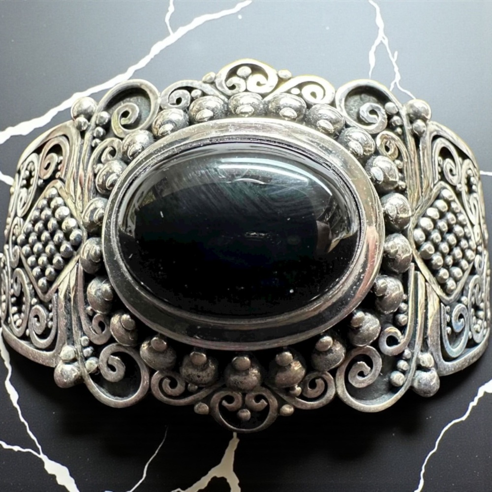 Sterling Silver 925 Black Onyx Braceet - Picture 3 of 9